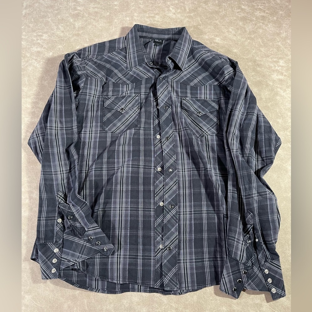 BKE Contour‎ Button Down Pearl Snap Long sleeve Size XXL